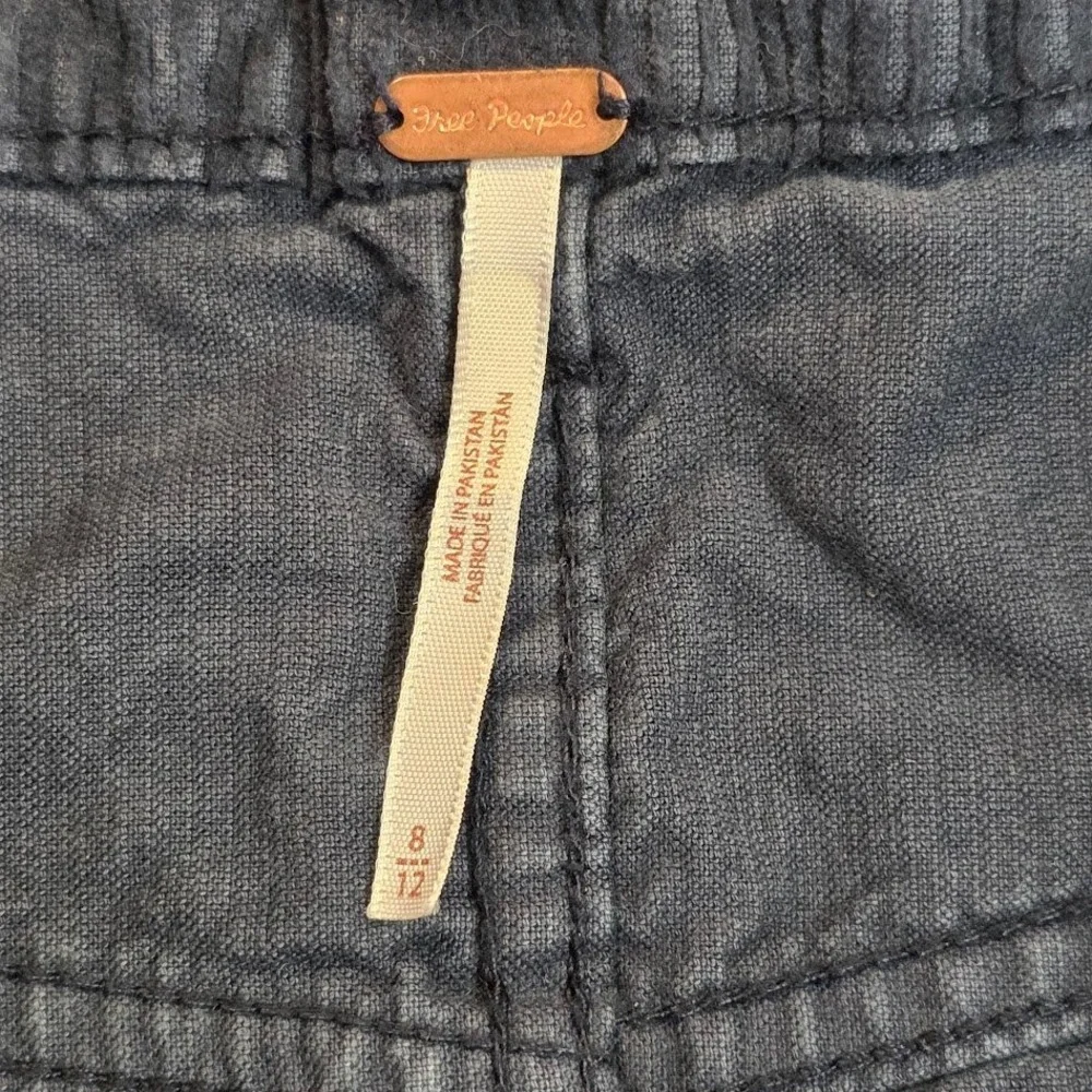 Free People Women's 8 Ray‎ Mini Skirt Navy Blue Corduroy Button Front High Waist